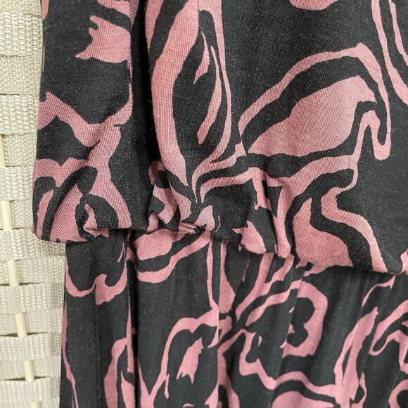 LOFT Sleeveless Blouson Knit Dress Size L Black Pink Floral Lined Bodice NEW - Picture 5 of 10